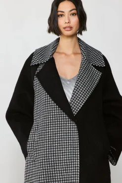Current Air Houndstooth Oversized Wool Coat BLACK-HOUNDSTOOTH Clearance