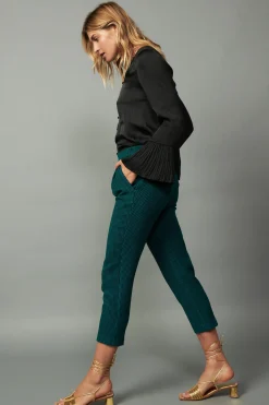 Current Air Houndstooth Patterned Straight Pants DARKTEAL Online