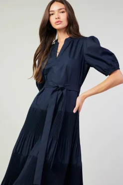 Current Air Ilana Pleated Midi Dress NAVY Online