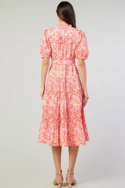 Current Air Ilana Pleated Midi Dress REDMLT Fashion
