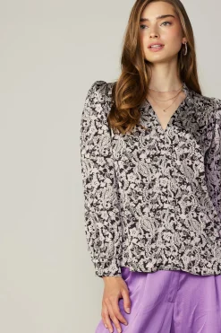 Current Air Jacquard Paisley Blouse BLACK Online