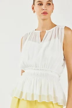 Current Air Keyhole Organza Top WHITE Discount