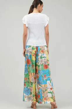 Current Air Knit Crewneck Ruffled Tank WHITE Clearance