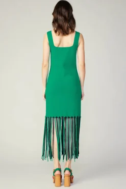 Current Air Knit Fringe Hem Dress AQUAGREEN Online