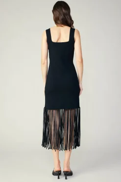 Current Air Knit Fringe Hem Dress BLACK Outlet