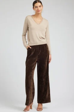 Current Air Lace Detail Sweater Top OATMEAL Fashion