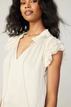 Current Air Lace Flutter Sleeve Blouse CREAM Hot