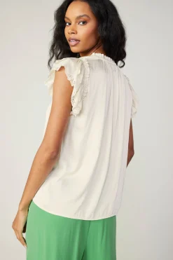 Current Air Lace Flutter Sleeve Blouse CREAM Hot