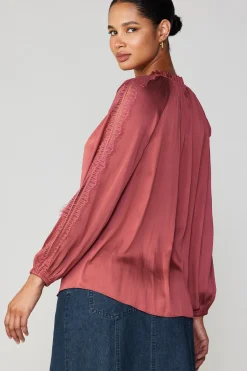 Current Air Lace Panel Blouse ROUGE Best