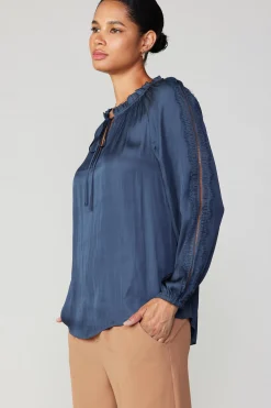 Current Air Lace Panel Blouse NAVY Discount