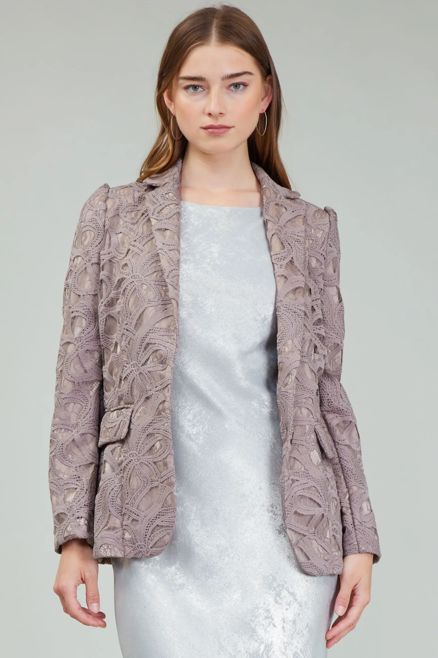 Current Air Lace Single Breasted Blazer TAUPEGREY Discount