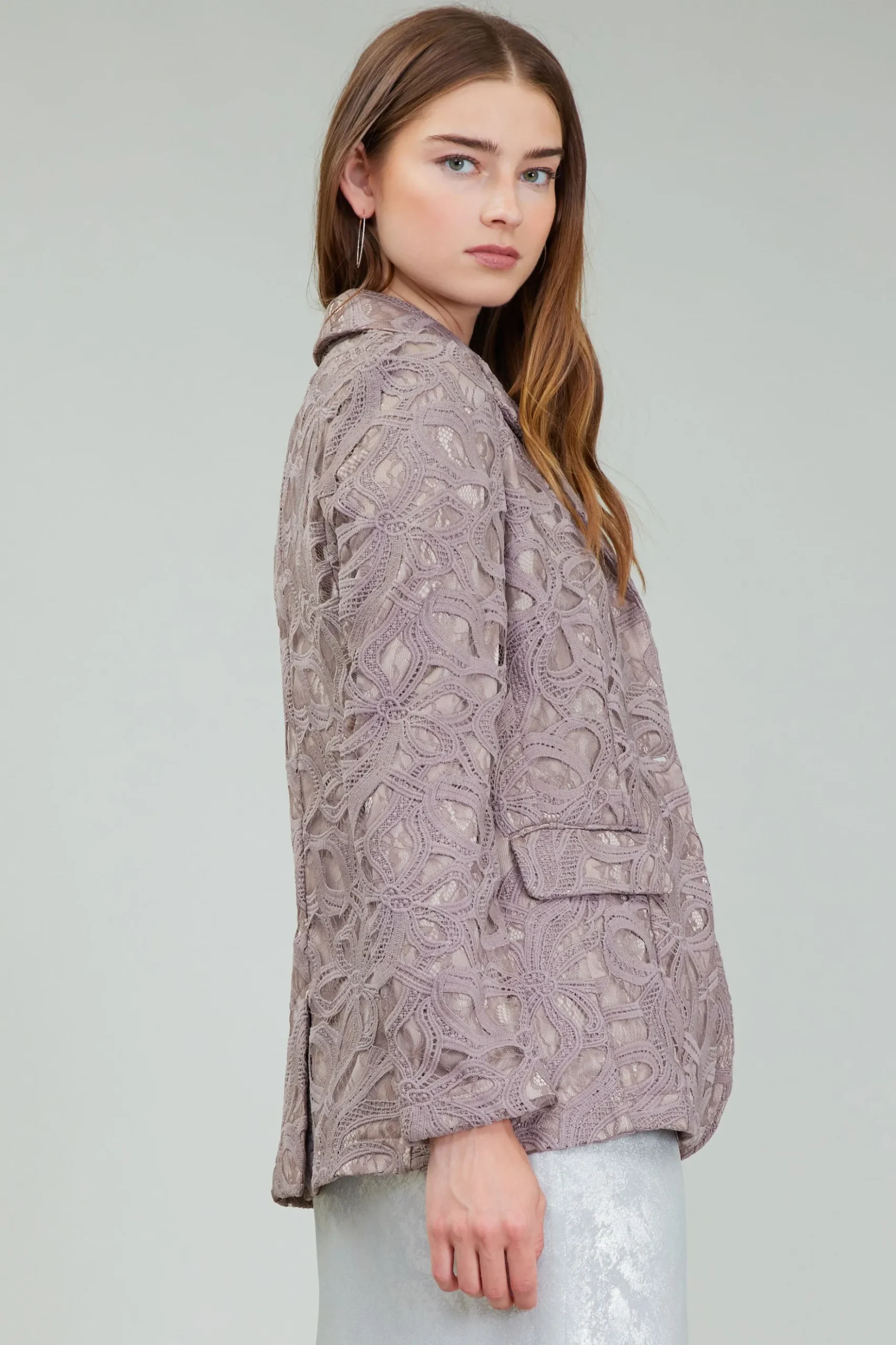 Current Air Lace Single Breasted Blazer TAUPEGREY Discount