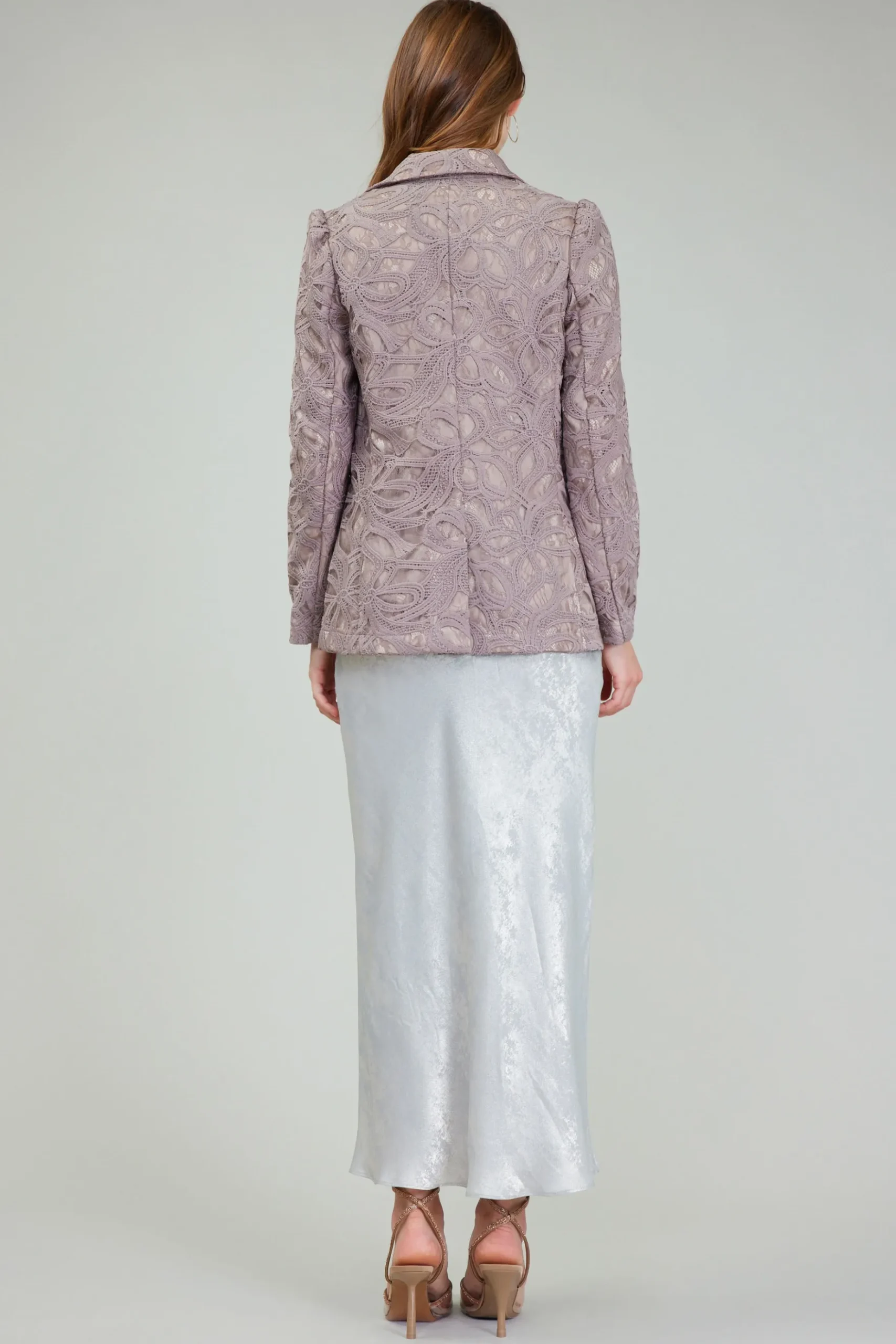 Current Air Lace Single Breasted Blazer TAUPEGREY Discount