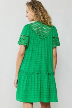 Current Air Lace Sleeve Mini Dress GREEN Clearance
