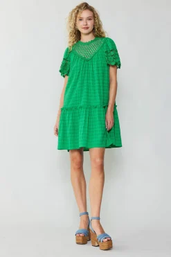 Current Air Lace Sleeve Mini Dress GREEN Clearance