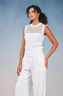 Current Air Lace Yoke Top WHITE Clearance