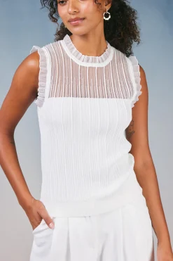 Current Air Lace Yoke Top WHITE Clearance