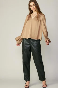Current Air Layered Cuff Blouse SAND New