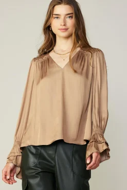 Current Air Layered Cuff Blouse SAND New