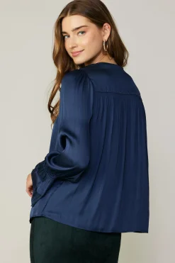 Current Air Layered Cuff Blouse NAVY Fashion