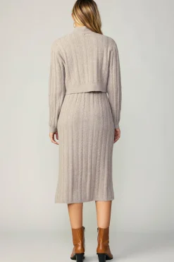 Current Air Layered Sweater Midi Dress OATMEAL New