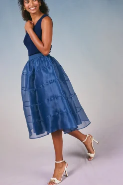 Current Air Lined Organza Skirt SLATENAVY New