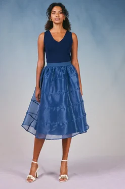 Current Air Lined Organza Skirt SLATENAVY New