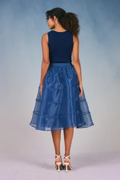 Current Air Lined Organza Skirt SLATENAVY New