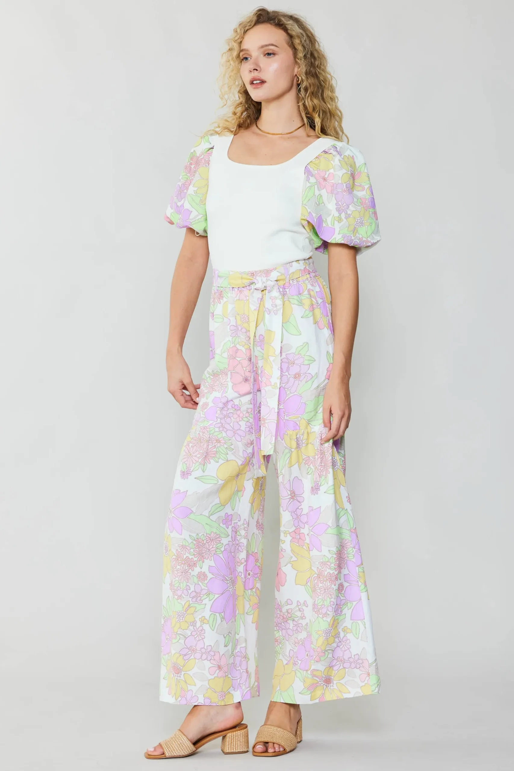 Current Air Linen Blend Floral Pants PINK Online