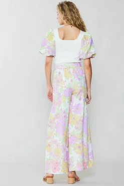 Current Air Linen Blend Floral Pants PINK Online