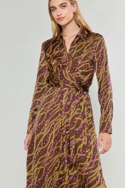 Current Air Link Motif Shirt Dress OLIVEWINE Fashion