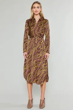 Current Air Link Motif Shirt Dress OLIVEWINE Fashion
