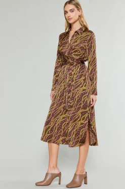 Current Air Link Motif Shirt Dress OLIVEWINE Fashion