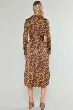 Current Air Link Motif Shirt Dress OLIVEWINE Fashion