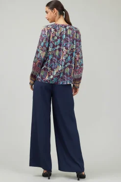 Current Air Lurex Floral Blouse PLUMMLT Discount