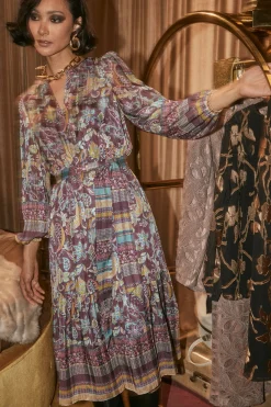 Current Air Lurex Floral Midi Dress PLUMMLT Online