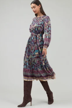 Current Air Lurex Floral Midi Dress PLUMMLT Online