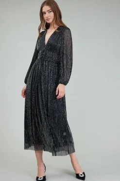 Current Air Lurex Pleated Maxi Dress BLACK Online