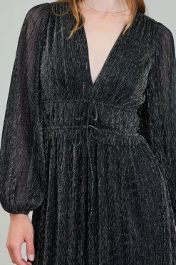 Current Air Lurex Pleated Maxi Dress BLACK Online