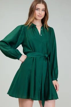 Current Air Lustrous Belted Mini Dress JEWELGREEN New
