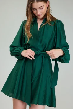 Current Air Lustrous Belted Mini Dress JEWELGREEN New