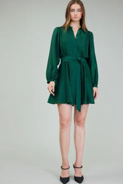 Current Air Lustrous Belted Mini Dress JEWELGREEN New