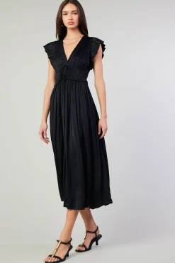 Current Air Mara Pleated Maxi Dress BLACK Online