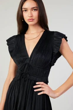 Current Air Mara Pleated Maxi Dress BLACK Online