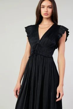 Current Air Mara Pleated Maxi Dress BLACK Online