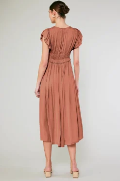 Current Air Mara Pleated Maxi Dress CARAMEL Online