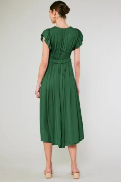 Current Air Mara Pleated Maxi Dress FORESTGREEN Clearance