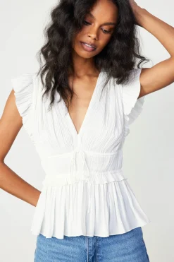 Current Air Mara Pleated Sleeveless Blouse OFFWHITE Discount