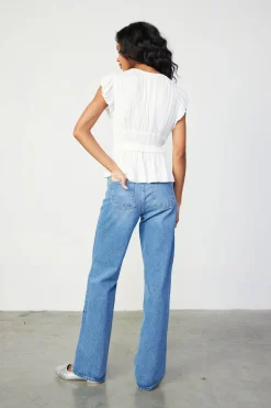 Current Air Mara Pleated Sleeveless Blouse OFFWHITE Discount