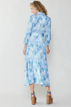 Current Air Marbled Motif Buttondown Dress BLUEMULTI Fashion